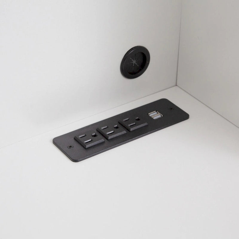 Scrivania per computer con libreria, Scrivania in legno per ragazzi, Scrivania per laptop per ufficio domestico con cassetti, 3 prese AC e 2 porte di ricarica USB