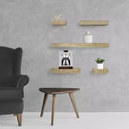 Set di 5 mensole da parete, colore naturale, moderne mensole flottanti in MDF, include ferramenta di montaggio
