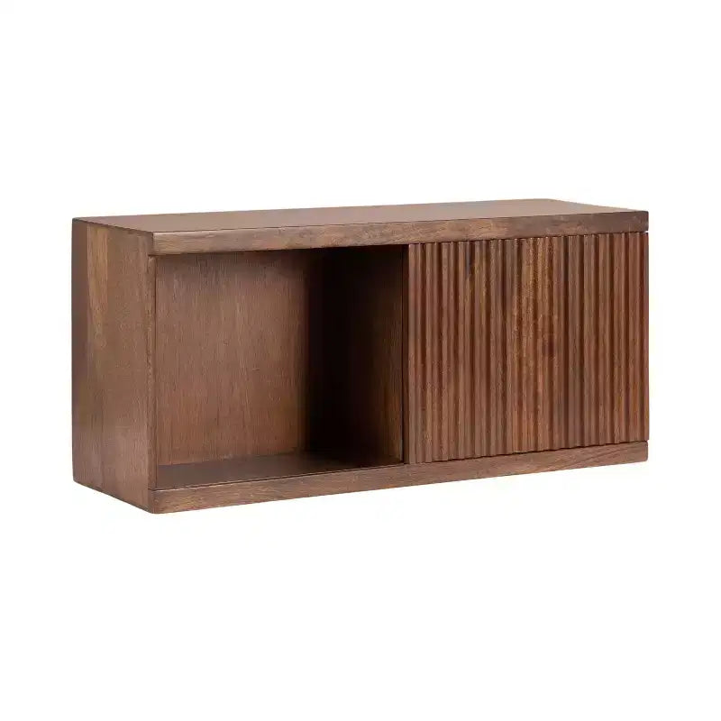Kate & Laurel All Things Decor 30"x10"x14" Furrow Short Wall Cabinet Walnut Brown