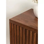 Pensile con anta scorrevole in legno massello di mango, 76x25x36 cm, marrone noce