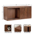 Pensile con anta scorrevole in legno massello di mango, 76x25x36 cm, marrone noce
