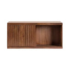 Pensile con anta scorrevole in legno massello di mango, 76x25x36 cm, marrone noce