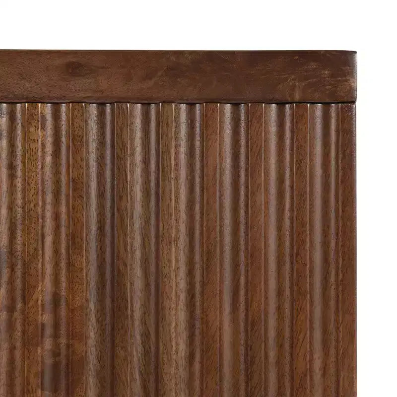 Pensile con anta scorrevole in legno massello di mango, 76x25x36 cm, marrone noce