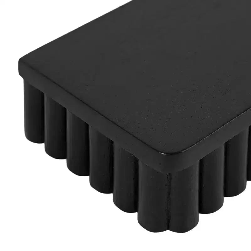 Set di 2 mensole fluttuanti a coste, legno massello di mango, nero, 50,8 L x 12,7 P x 6,35 A cm