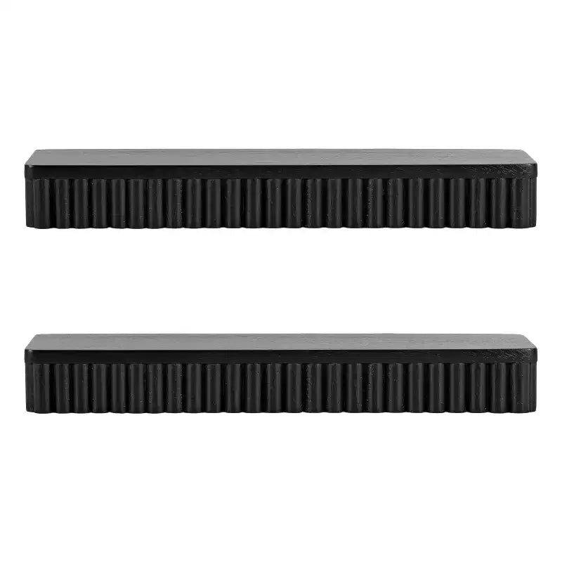 Set di 2 mensole fluttuanti a coste, legno massello di mango, nero, 50,8 L x 12,7 P x 6,35 A cm