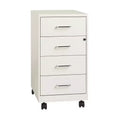 Space Solutions 18" Deep 4 Drawer Metal Mobile Organizer with 4 Box Drawers Locking Pearl White