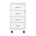 Organizzatore mobile in metallo a 4 cassetti, profondità 45,7 cm, con cassetti bloccabili, bianco perla