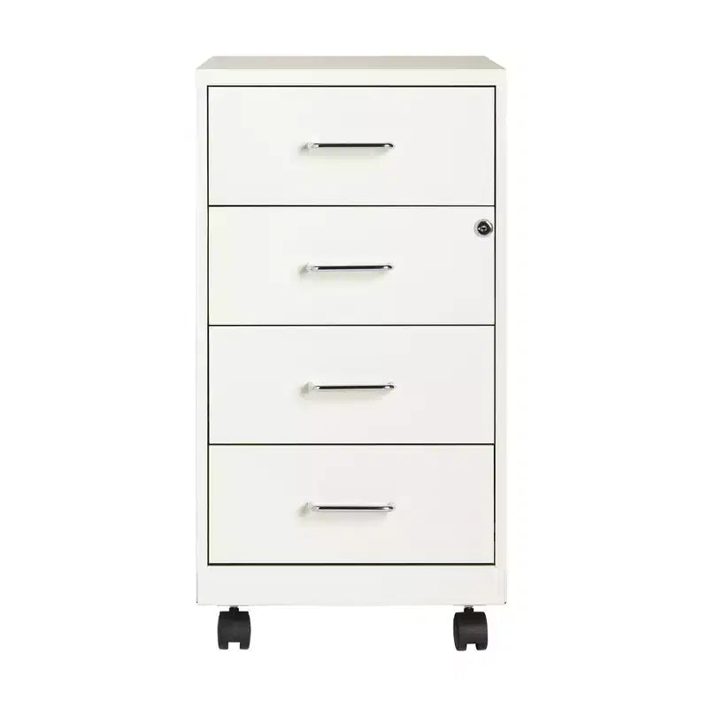 Organizzatore mobile in metallo a 4 cassetti, profondità 45,7 cm, con cassetti bloccabili, bianco perla