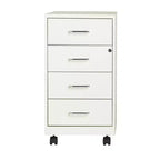 Organizzatore mobile in metallo a 4 cassetti, profondità 45,7 cm, con cassetti bloccabili, bianco perla