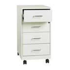 Organizzatore mobile in metallo a 4 cassetti, profondità 45,7 cm, con cassetti bloccabili, bianco perla