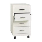 Organizzatore mobile in metallo a 4 cassetti, profondità 45,7 cm, con cassetti bloccabili, bianco perla