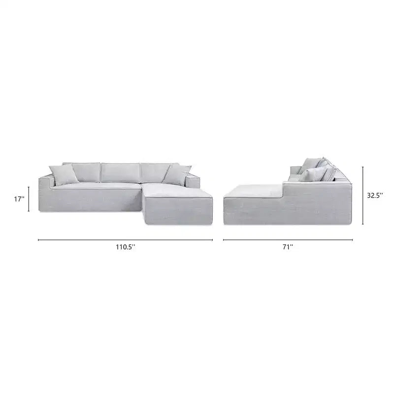 Divano sezionale in ciniglia grigio cenere "Brenley" 110.5 RAF di Jennifer Taylor Home, consegnato in scatola