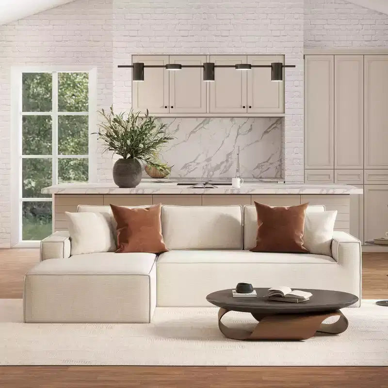 Jennifer Taylor Home Brenley Divano componibile a scatola con penisola sinistra da 280,6 cm, ciniglia grigio cenere