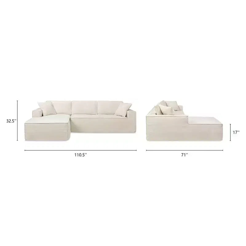 Jennifer Taylor Home Brenley Divano componibile a scatola con penisola sinistra da 280,6 cm, ciniglia grigio cenere