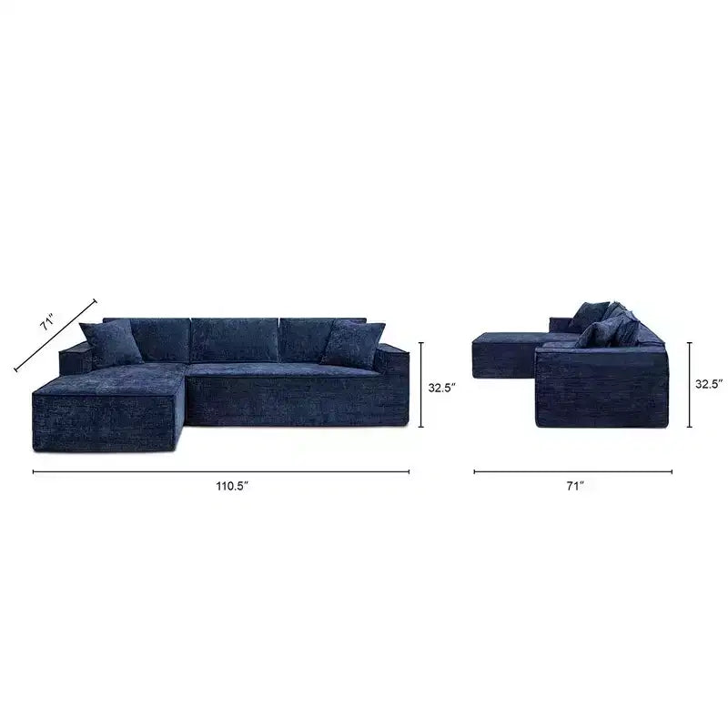 Jennifer Taylor Home Brenley Divano componibile a scatola con penisola sinistra da 280,6 cm, ciniglia grigio cenere