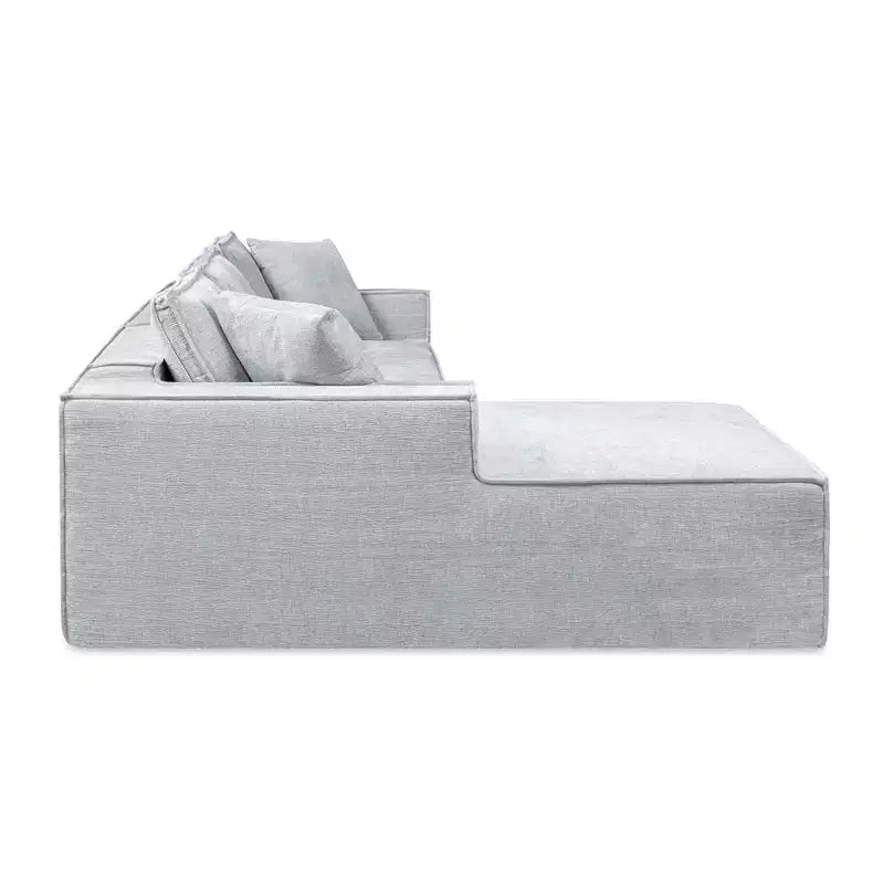 Jennifer Taylor Home Brenley Divano componibile a scatola con penisola sinistra da 280,6 cm, ciniglia grigio cenere