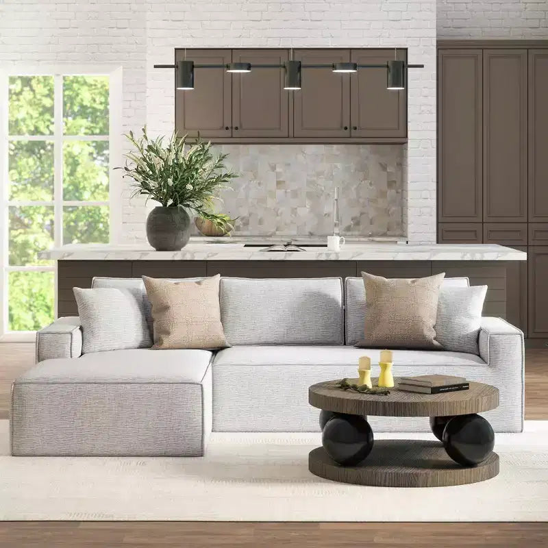 Jennifer Taylor Home Brenley Divano componibile a scatola con penisola sinistra da 280,6 cm, ciniglia grigio cenere