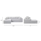 Jennifer Taylor Home Brenley Divano componibile a scatola con penisola sinistra da 280,6 cm, ciniglia grigio cenere