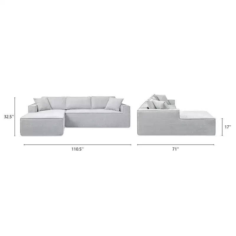 Jennifer Taylor Home Brenley Divano componibile a scatola con penisola sinistra da 280,6 cm, ciniglia grigio cenere