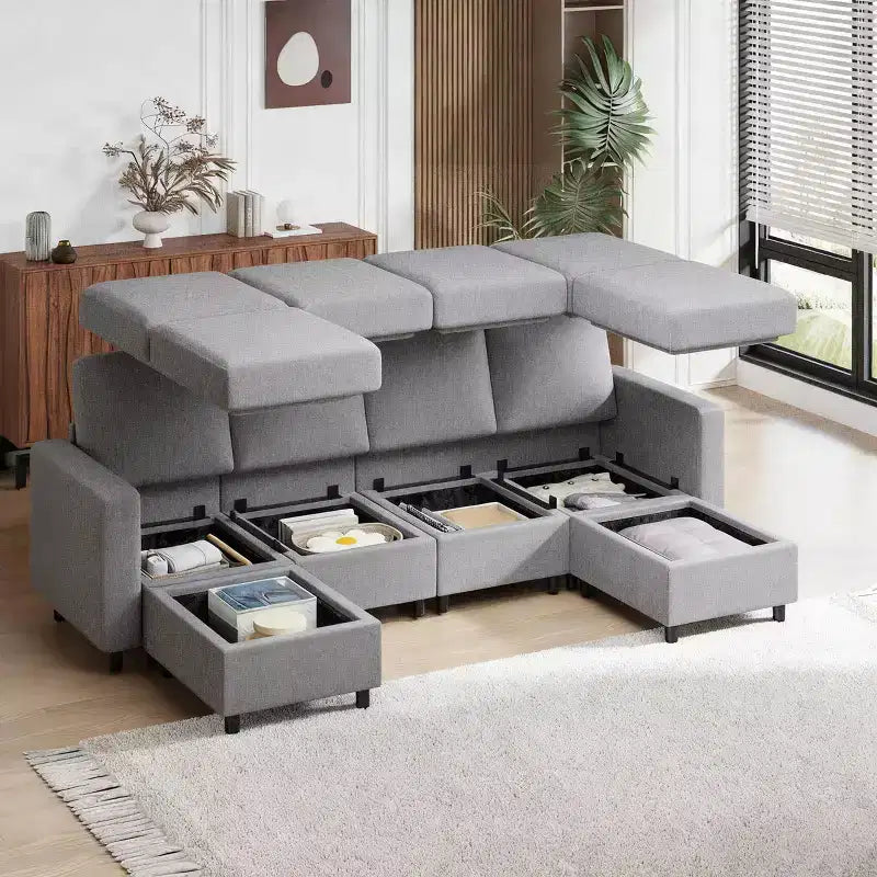 EROMMY 6 - Piece Modular Sectional Couch, Modular Couches and Sofas Sectional with Storage for Living Room