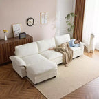 Divano componibile EROMMY da 120,8'', divano a L convertibile, divani imbottiti con pouf mobile per soggiorno e ufficio, beige
