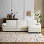 Divano componibile EROMMY da 120,8'', divano a L convertibile, divani imbottiti con pouf mobile per soggiorno e ufficio, beige