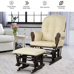 Costway Set Cuscini per Sedia a Dondolo e Ottomana in Legno per Neonato Beige/Marrone/Grigio Scuro/Grigio Chiaro/Rosa/Grigio