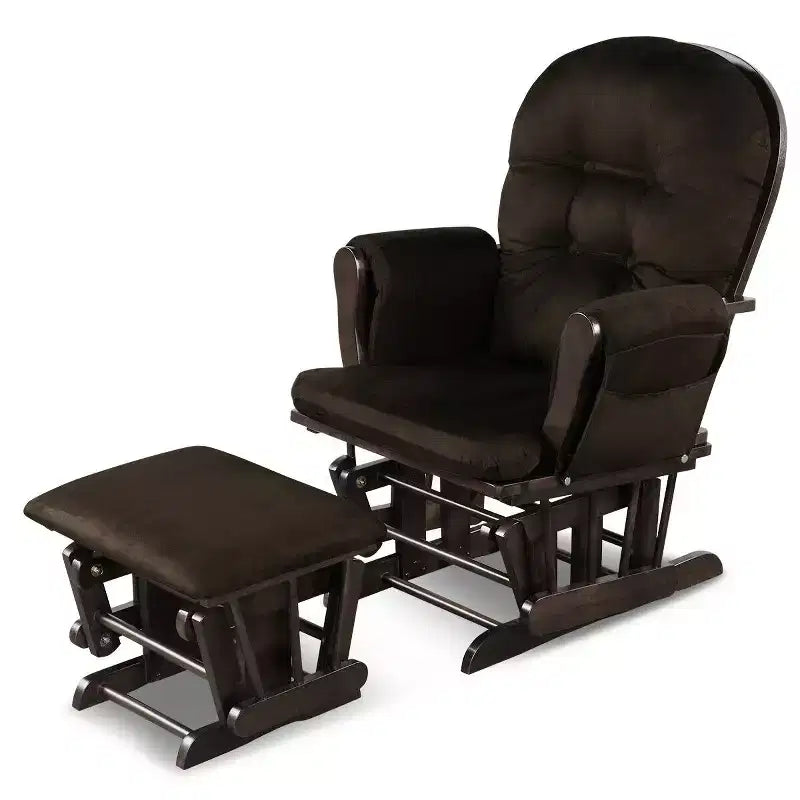 Costway Set Cuscini per Sedia a Dondolo e Ottomana in Legno per Neonato Beige/Marrone/Grigio Scuro/Grigio Chiaro/Rosa/Grigio