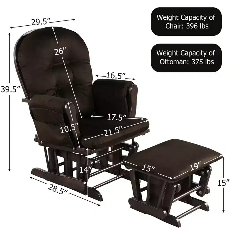 Costway Set Cuscini per Sedia a Dondolo e Ottomana in Legno per Neonato Beige/Marrone/Grigio Scuro/Grigio Chiaro/Rosa/Grigio