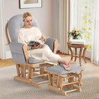 Costway Set Cuscini per Sedia a Dondolo e Ottomana in Legno per Neonato Beige/Marrone/Grigio Scuro/Grigio Chiaro/Rosa/Grigio
