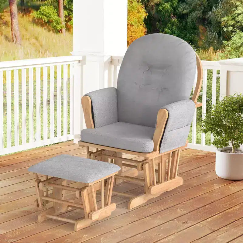 Costway Set Cuscini per Sedia a Dondolo e Ottomana in Legno per Neonato Beige/Marrone/Grigio Scuro/Grigio Chiaro/Rosa/Grigio
