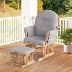 Costway Set Cuscini per Sedia a Dondolo e Ottomana in Legno per Neonato Beige/Marrone/Grigio Scuro/Grigio Chiaro/Rosa/Grigio