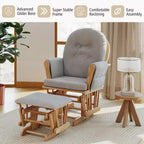 Costway Set Cuscini per Sedia a Dondolo e Ottomana in Legno per Neonato Beige/Marrone/Grigio Scuro/Grigio Chiaro/Rosa/Grigio
