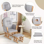 Costway Set Cuscini per Sedia a Dondolo e Ottomana in Legno per Neonato Beige/Marrone/Grigio Scuro/Grigio Chiaro/Rosa/Grigio