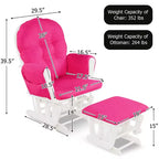 Costway Set Cuscini per Sedia a Dondolo e Ottomana in Legno per Neonato Beige/Marrone/Grigio Scuro/Grigio Chiaro/Rosa/Grigio
