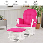 Costway Set Cuscini per Sedia a Dondolo e Ottomana in Legno per Neonato Beige/Marrone/Grigio Scuro/Grigio Chiaro/Rosa/Grigio