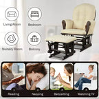 Costway Set Cuscini per Sedia a Dondolo e Ottomana in Legno per Neonato Beige/Marrone/Grigio Scuro/Grigio Chiaro/Rosa/Grigio