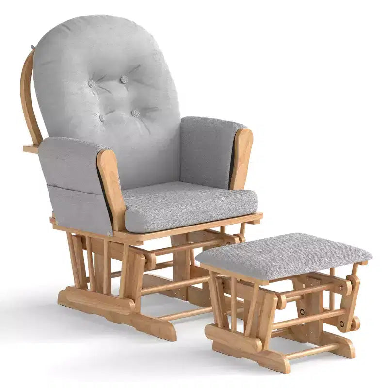 Costway Set Cuscini per Sedia a Dondolo e Ottomana in Legno per Neonato Beige/Marrone/Grigio Scuro/Grigio Chiaro/Rosa/Grigio