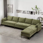 EROMMY U Shaped Sectional Sofa,Chenille Convertible Sectional Couch Ottman for Living Room,Green