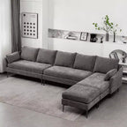EROMMY U Shaped Sectional Sofa,Chenille Convertible Sectional Couch Ottman for Living Room,Grey
