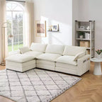 Divano Whizmax 3 Posti Comfort in Velluto, Divano Lungo a L, Seduta Profonda con Pouf, Adatto per Camera da Letto, Soggiorno e Studio