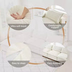 Divano Whizmax 3 Posti Comfort in Velluto, Divano Lungo a L, Seduta Profonda con Pouf, Adatto per Camera da Letto, Soggiorno e Studio