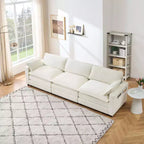 Divano Whizmax 3 Posti Comfort in Velluto, Divano Lungo a L, Seduta Profonda con Pouf, Adatto per Camera da Letto, Soggiorno e Studio