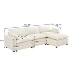 Divano Whizmax 3 Posti Comfort in Velluto, Divano Lungo a L, Seduta Profonda con Pouf, Adatto per Camera da Letto, Soggiorno e Studio