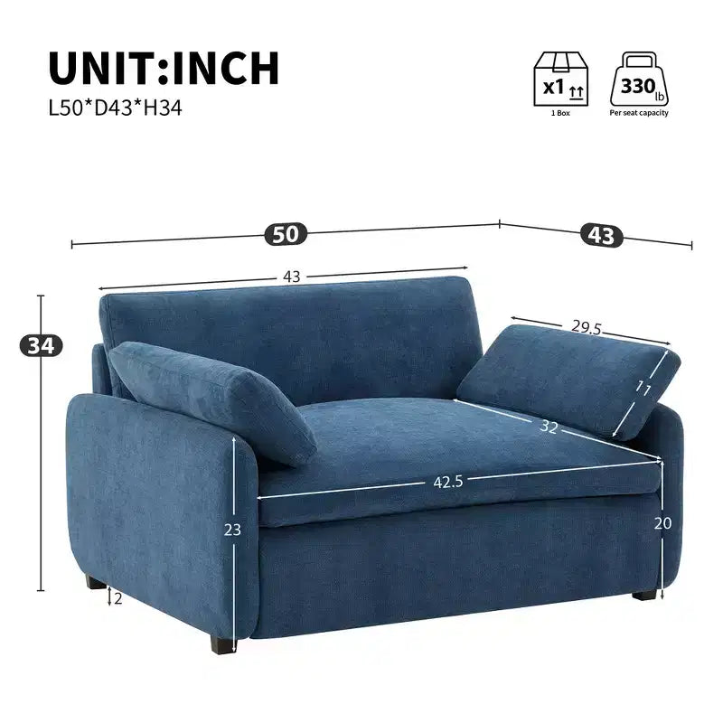 Poltrona singola Whisen Modern Oversized in ciniglia a blocchi di colore, divano lounge ampio e profondo con cuscini