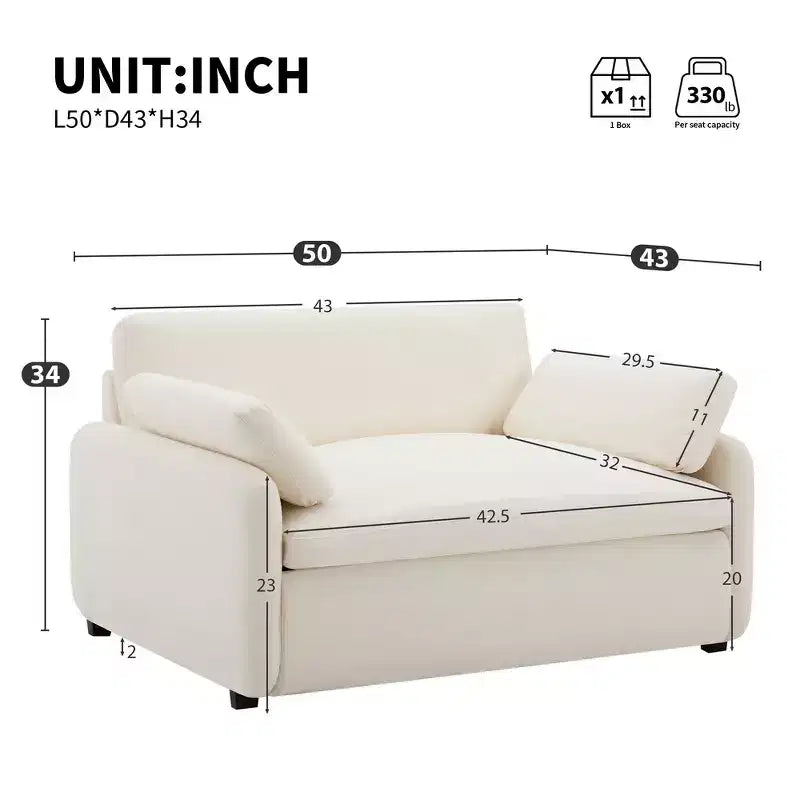 Poltrona singola Whisen Modern Oversized in ciniglia a blocchi di colore, divano lounge ampio e profondo con cuscini