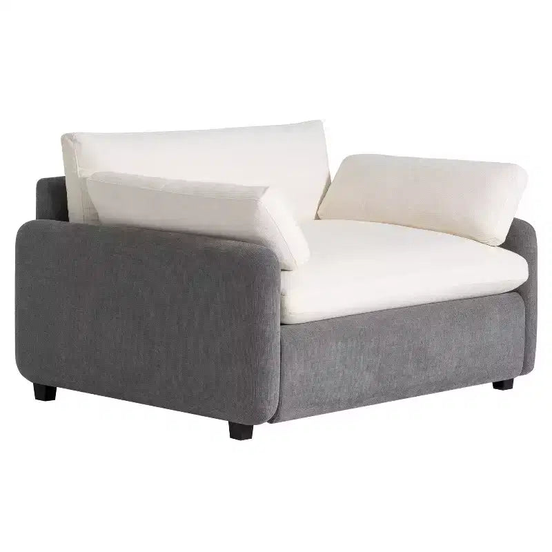 Poltrona singola Whisen Modern Oversized in ciniglia a blocchi di colore, divano lounge ampio e profondo con cuscini
