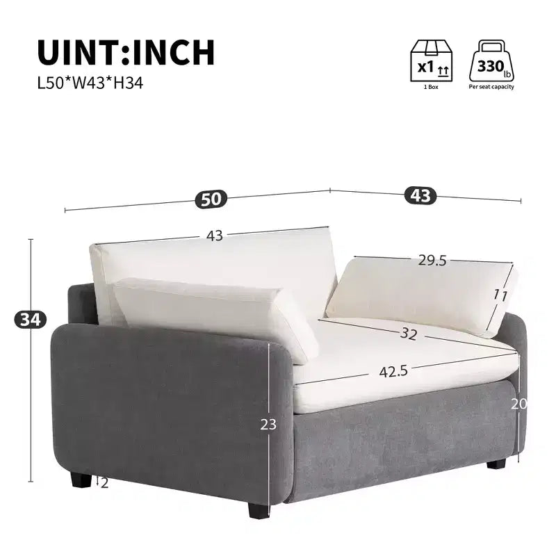 Poltrona singola Whisen Modern Oversized in ciniglia a blocchi di colore, divano lounge ampio e profondo con cuscini