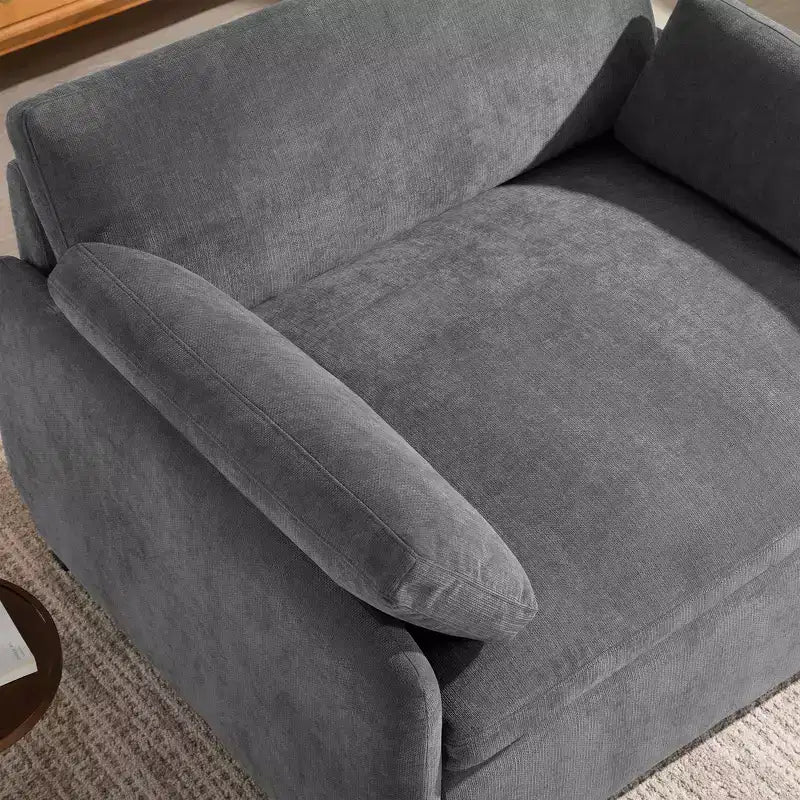 Poltrona singola Whisen Modern Oversized in ciniglia a blocchi di colore, divano lounge ampio e profondo con cuscini