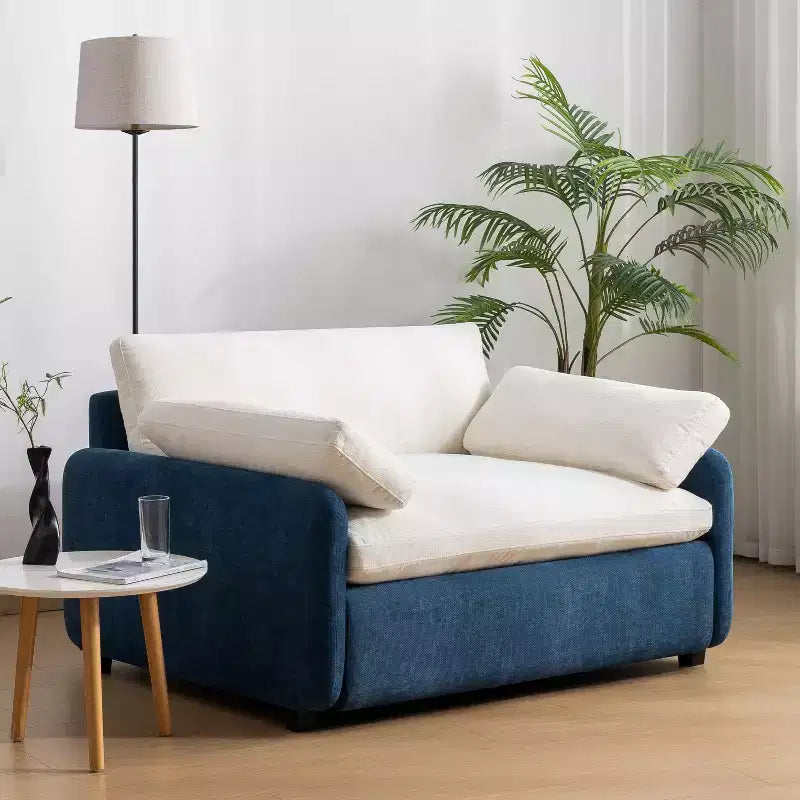 Poltrona singola Whisen Modern Oversized in ciniglia a blocchi di colore, divano lounge ampio e profondo con cuscini